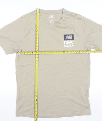 New Balance Men's Beige L Short Sleeve Crew Neck Sports T-Shirt