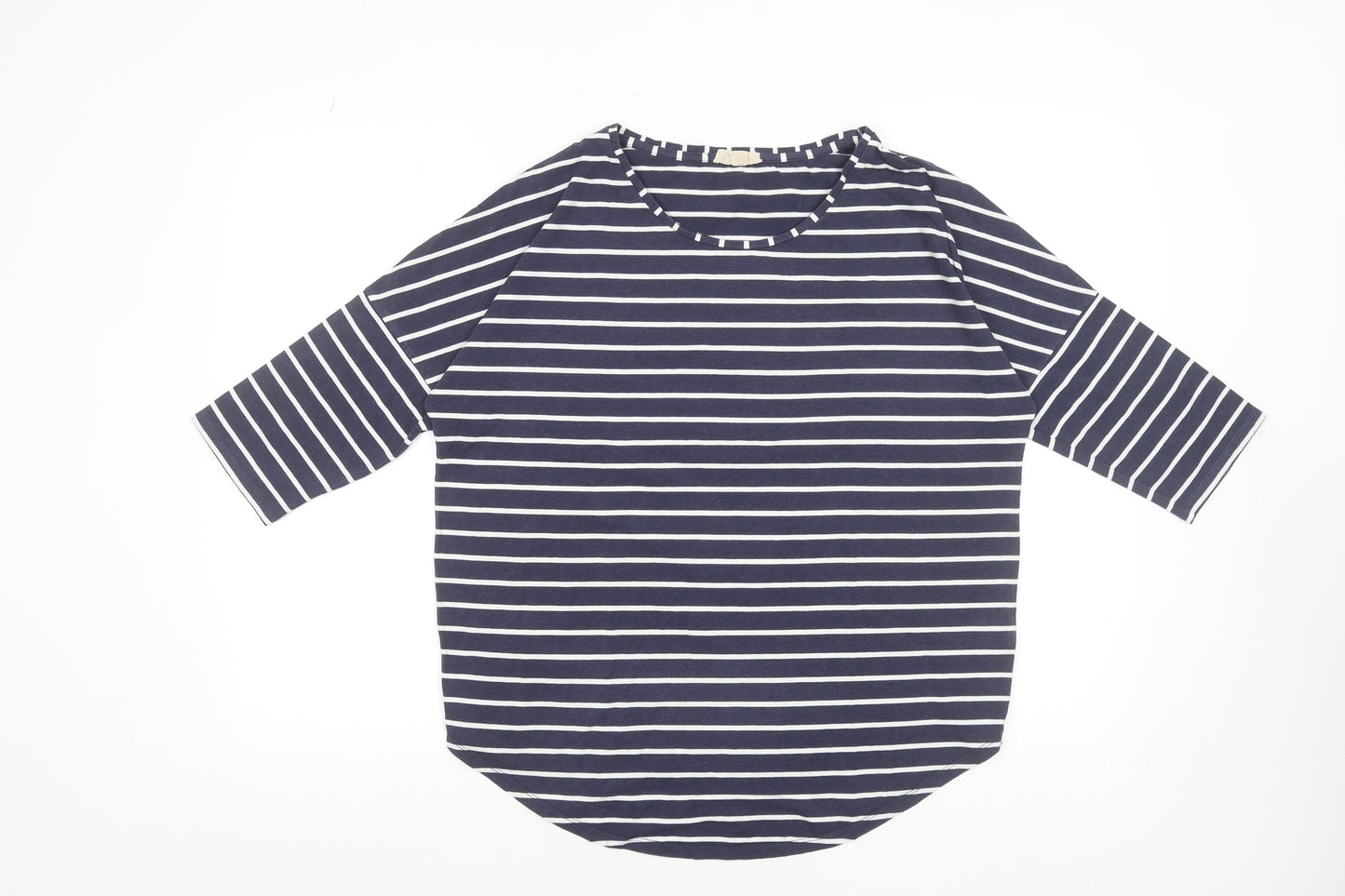 Phase Eight Women’s Blue White Striped 3/4 Sleeve Jersey T-Shirt UK 14