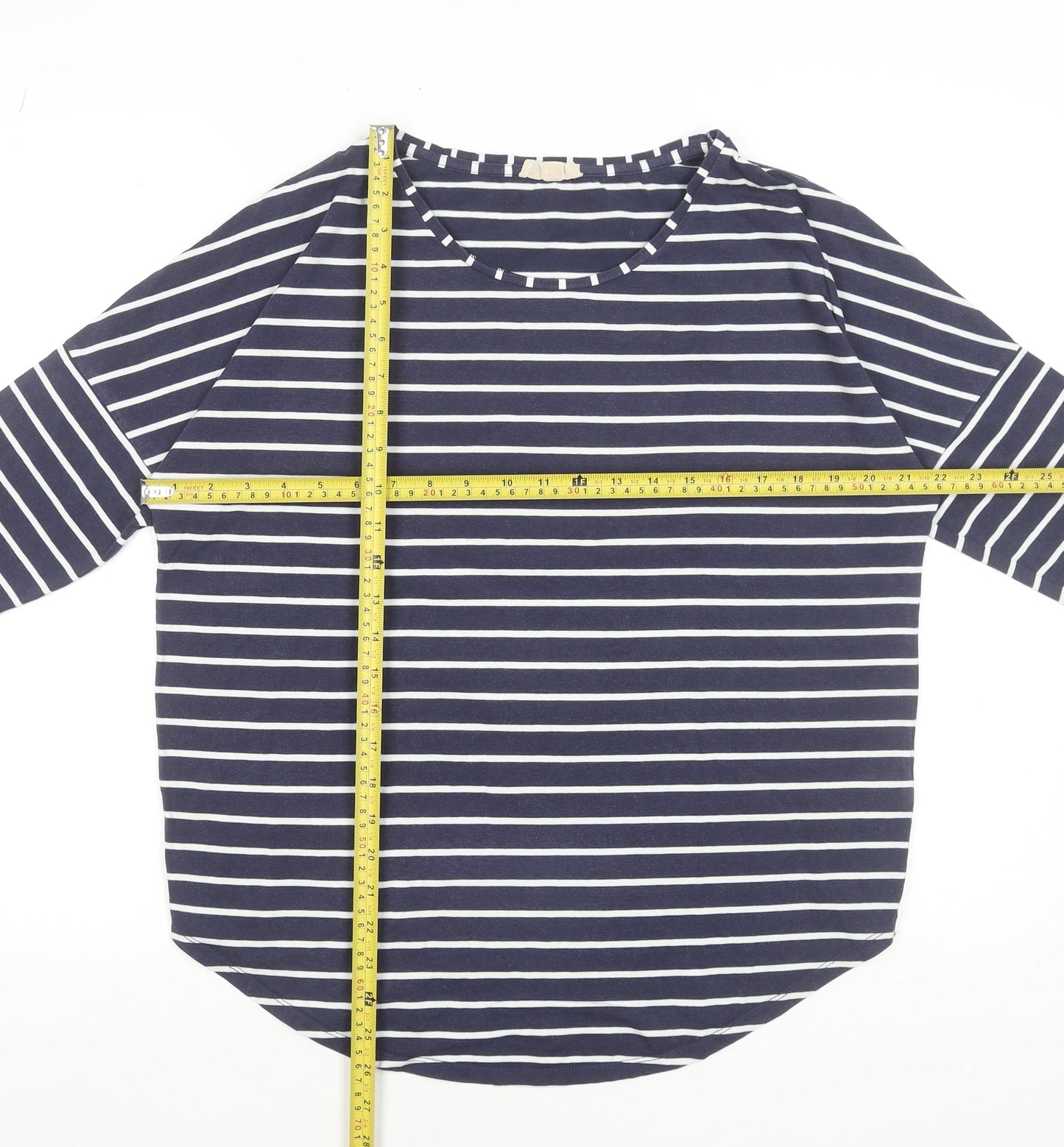 Phase Eight Women’s Blue White Striped 3/4 Sleeve Jersey T-Shirt UK 14