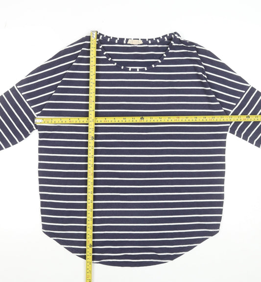 Phase Eight Women’s Blue White Striped 3/4 Sleeve Jersey T-Shirt UK 14