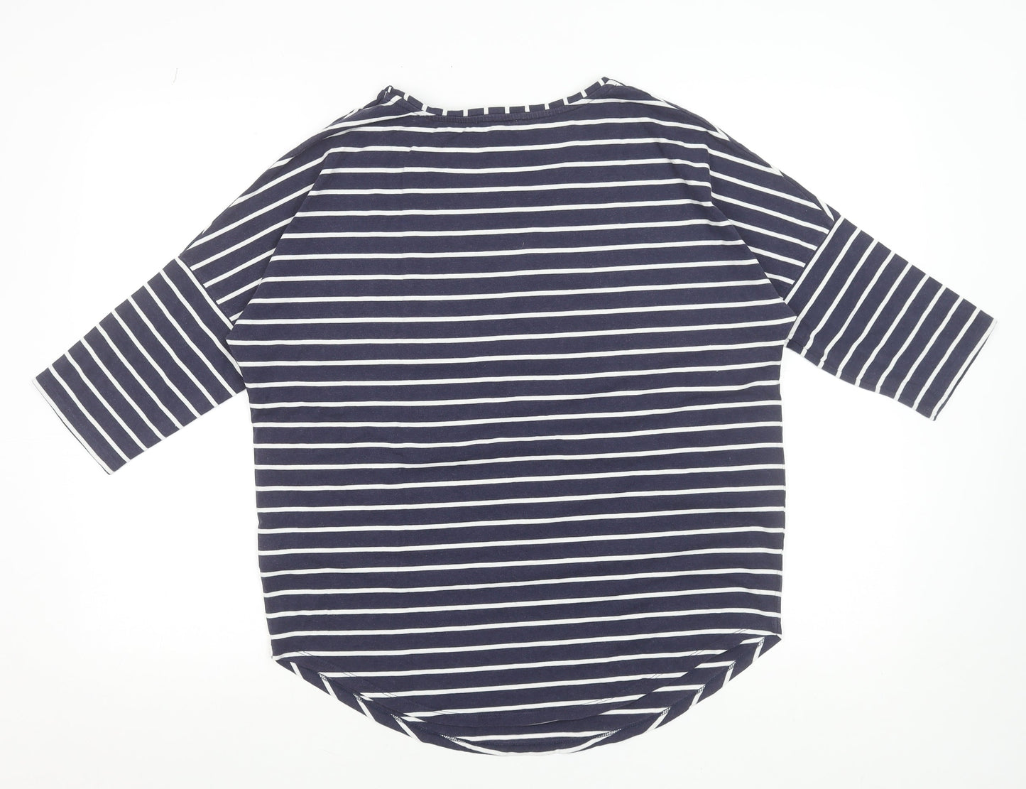 Phase Eight Women’s Blue White Striped 3/4 Sleeve Jersey T-Shirt UK 14