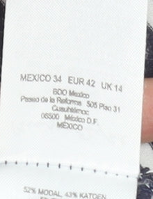 Phase Eight Women’s Blue White Striped 3/4 Sleeve Jersey T-Shirt UK 14