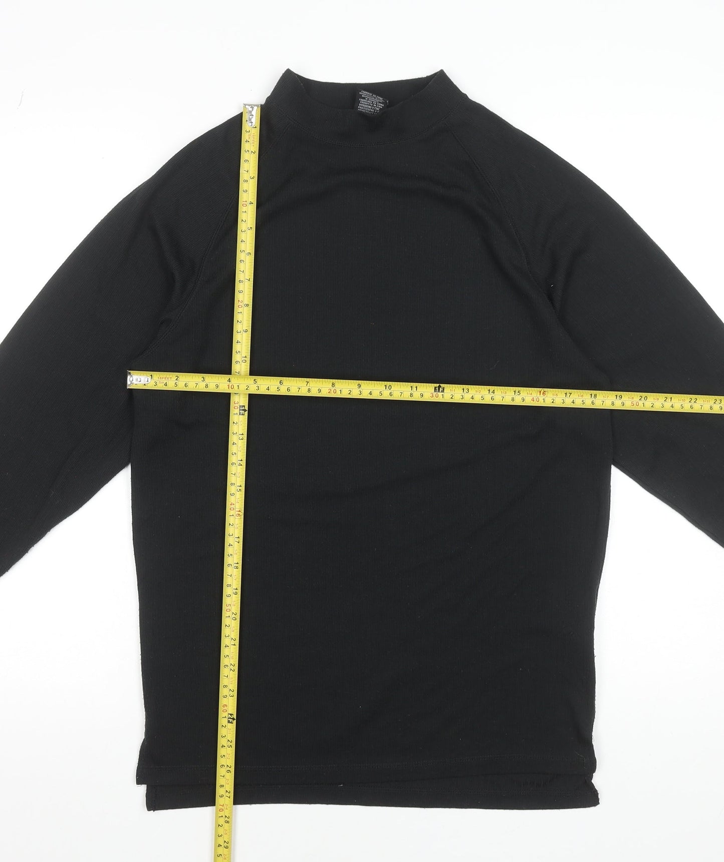 Trespass Men’s Black Mock Neck Long Sleeve Quick Dry T-Shirt Size M