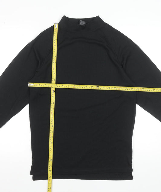 Trespass Men’s Black Mock Neck Long Sleeve Quick Dry T-Shirt Size M