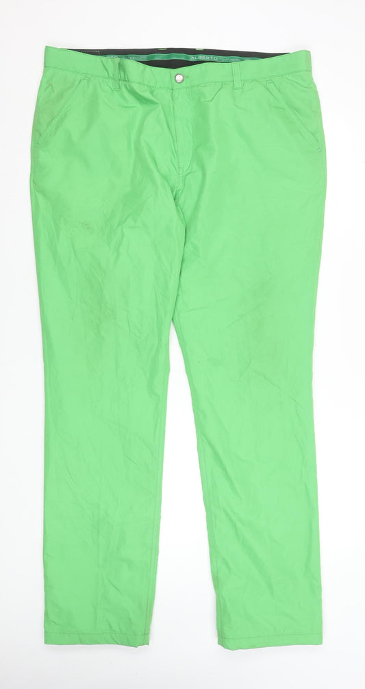 Alberto Men's Green Modern Fit Golf Rain & Wind Fighter Trousers Size 58