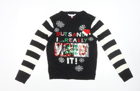 Teens UK Size M No Boundaries Black Pullover Jumper
