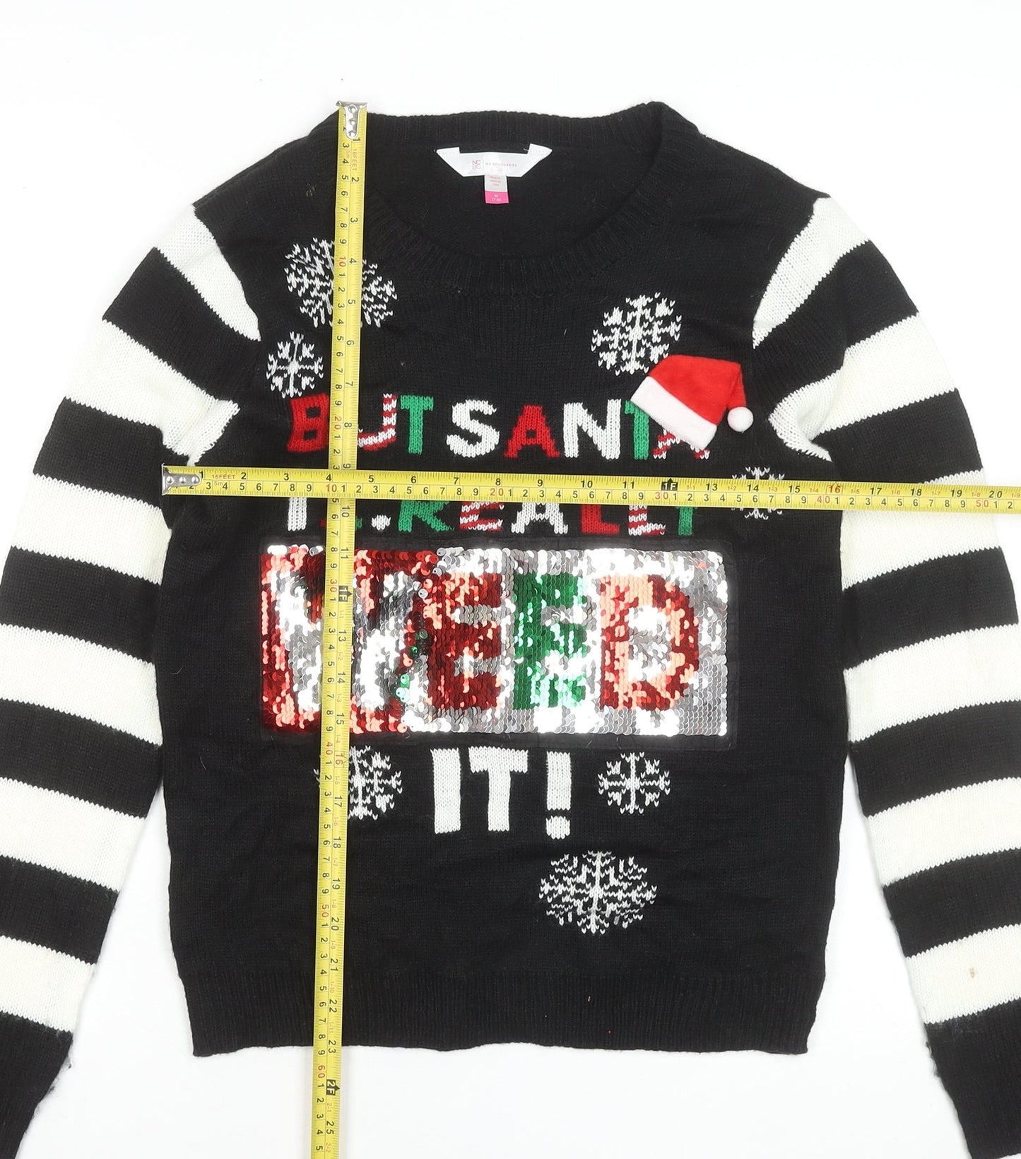 Teens UK Size M No Boundaries Black Pullover Jumper