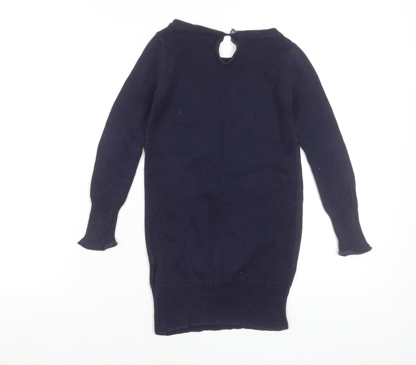 Gap Kids Girls Blue Butterfly Knit Sweater Dress 4-5 Years Cotton Long Sleeve