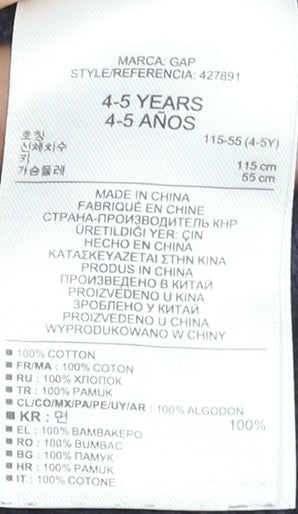 Gap Kids Girls Blue Butterfly Knit Sweater Dress 4-5 Years Cotton Long Sleeve