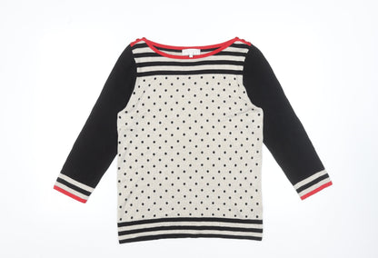 Debenhams Women’s Beige Polka Dot Stripe Knit Jumper Size 12