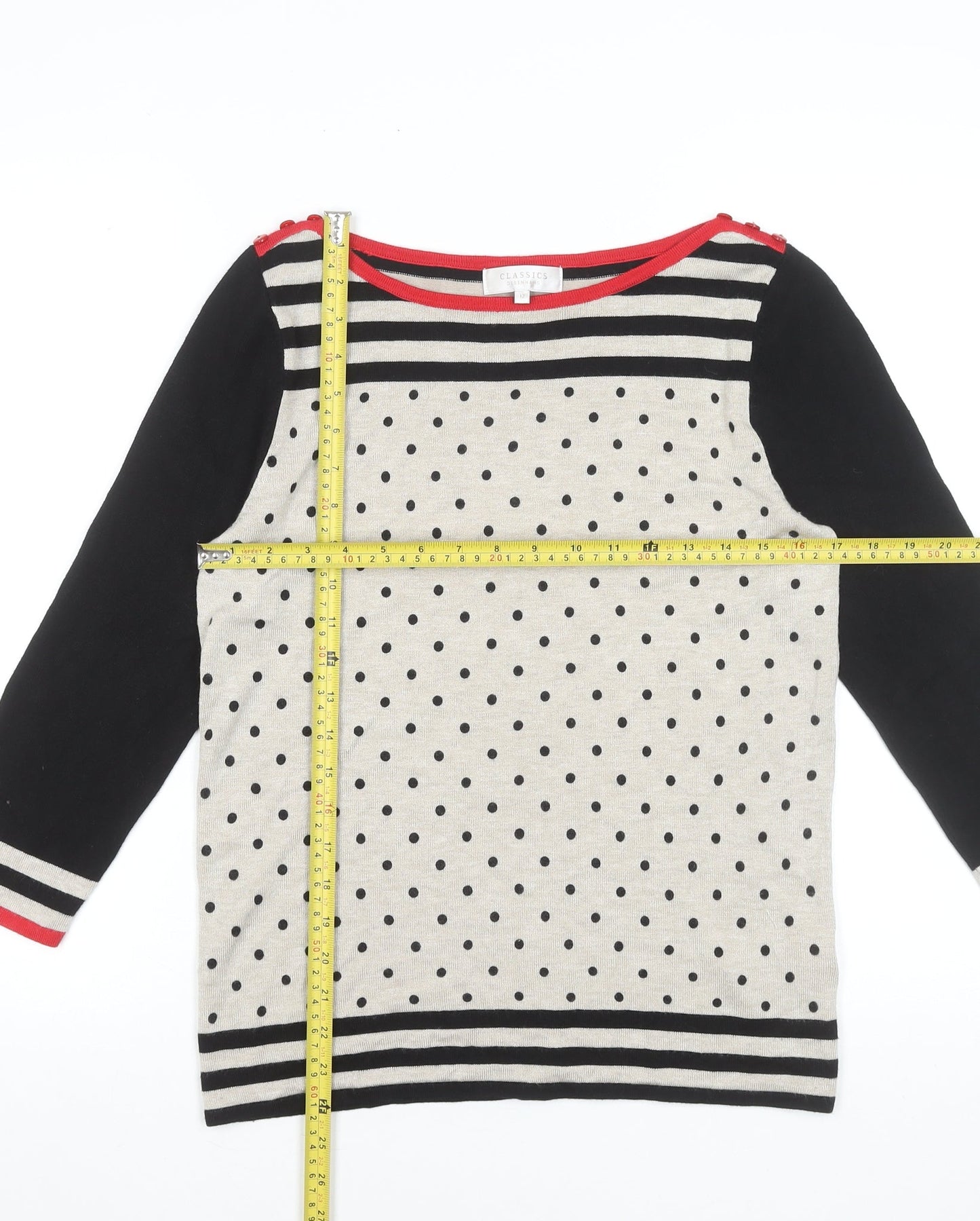 Debenhams Women’s Beige Polka Dot Stripe Knit Jumper Size 12