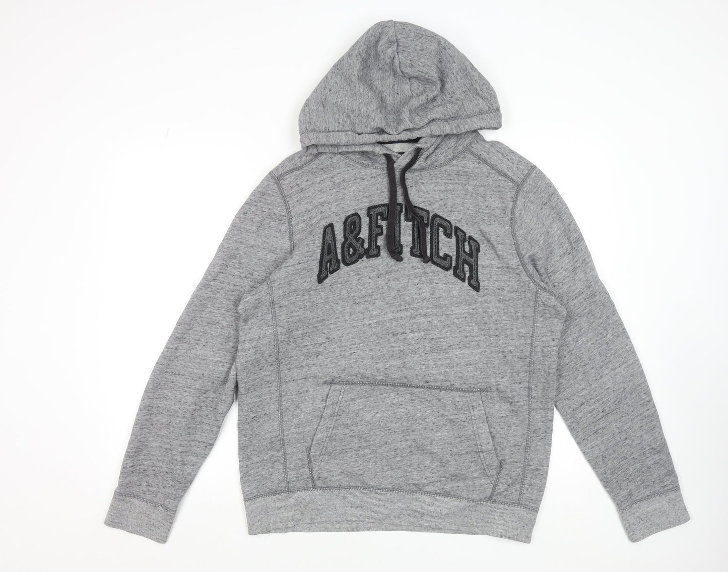 Abercrombie & Fitch Mens Grey Pullover Hoodie M Logo Fleece