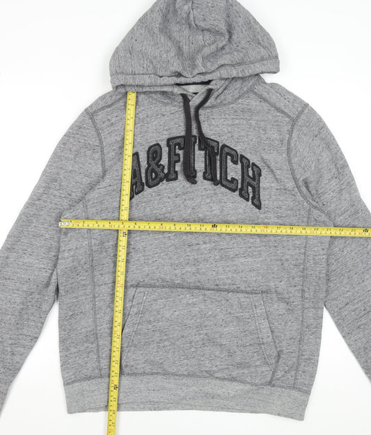 Abercrombie & Fitch Mens Grey Pullover Hoodie M Logo Fleece