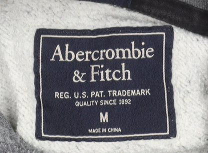 Abercrombie & Fitch Mens Grey Pullover Hoodie M Logo Fleece