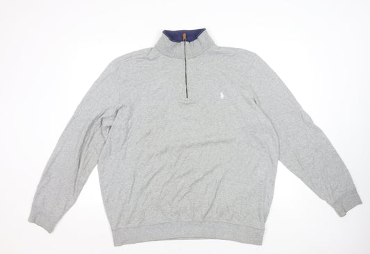 Ralph Lauren Polo Golf Men's Grey XL 1/4 Zip Cotton Jumper