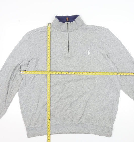 Ralph Lauren Polo Golf Men's Grey XL 1/4 Zip Cotton Jumper