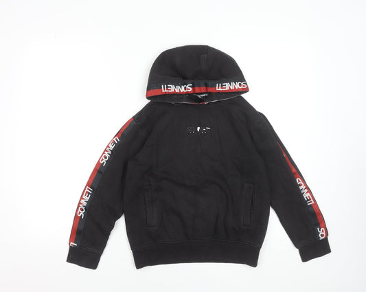 Sonneti Boys Black Hoodie 10-12 Years Pullover Logo Trim Cotton Blend