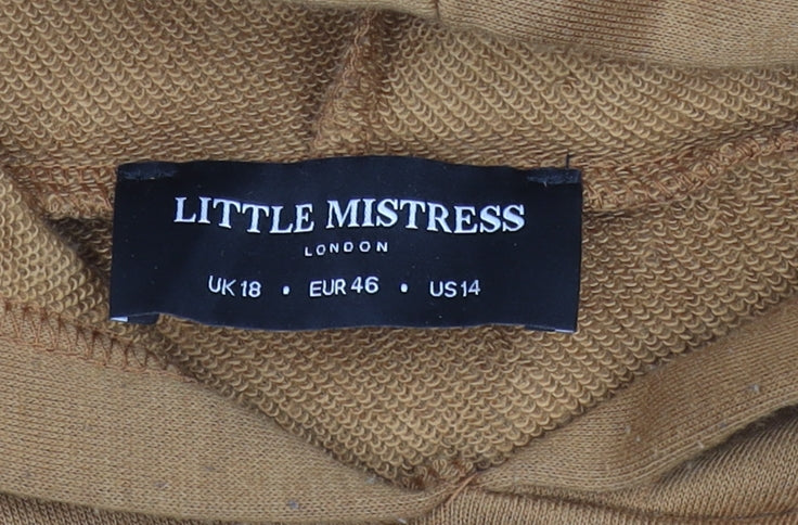 Little Mistress Women’s Brown Hooded Ruffle Hem T-Shirt Dress Size 18