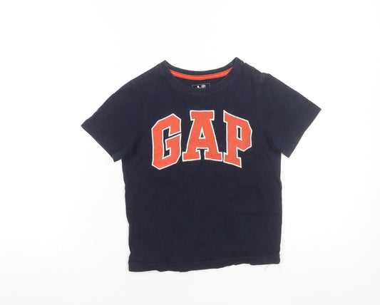 GAP Boys Navy Blue Short Sleeve Logo T-Shirt 5 Years 100% Cotton