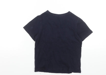 GAP Boys Navy Blue Short Sleeve Logo T-Shirt 5 Years 100% Cotton