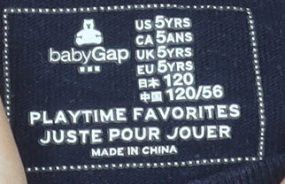 GAP Boys Navy Blue Short Sleeve Logo T-Shirt 5 Years 100% Cotton