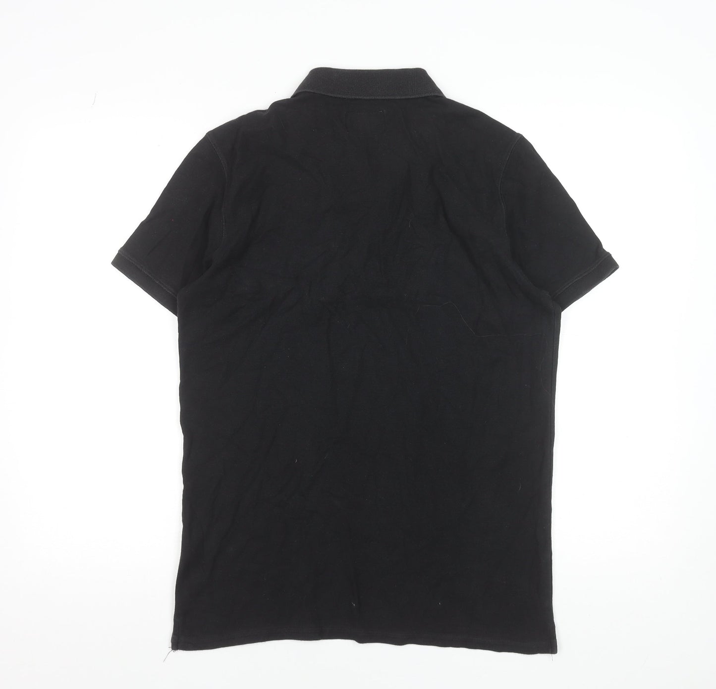 Schott Men's Black Cotton Polo Shirt Size L Classic Logo Style