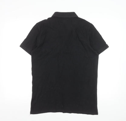 Schott Men's Black Cotton Polo Shirt Size L Classic Logo Style