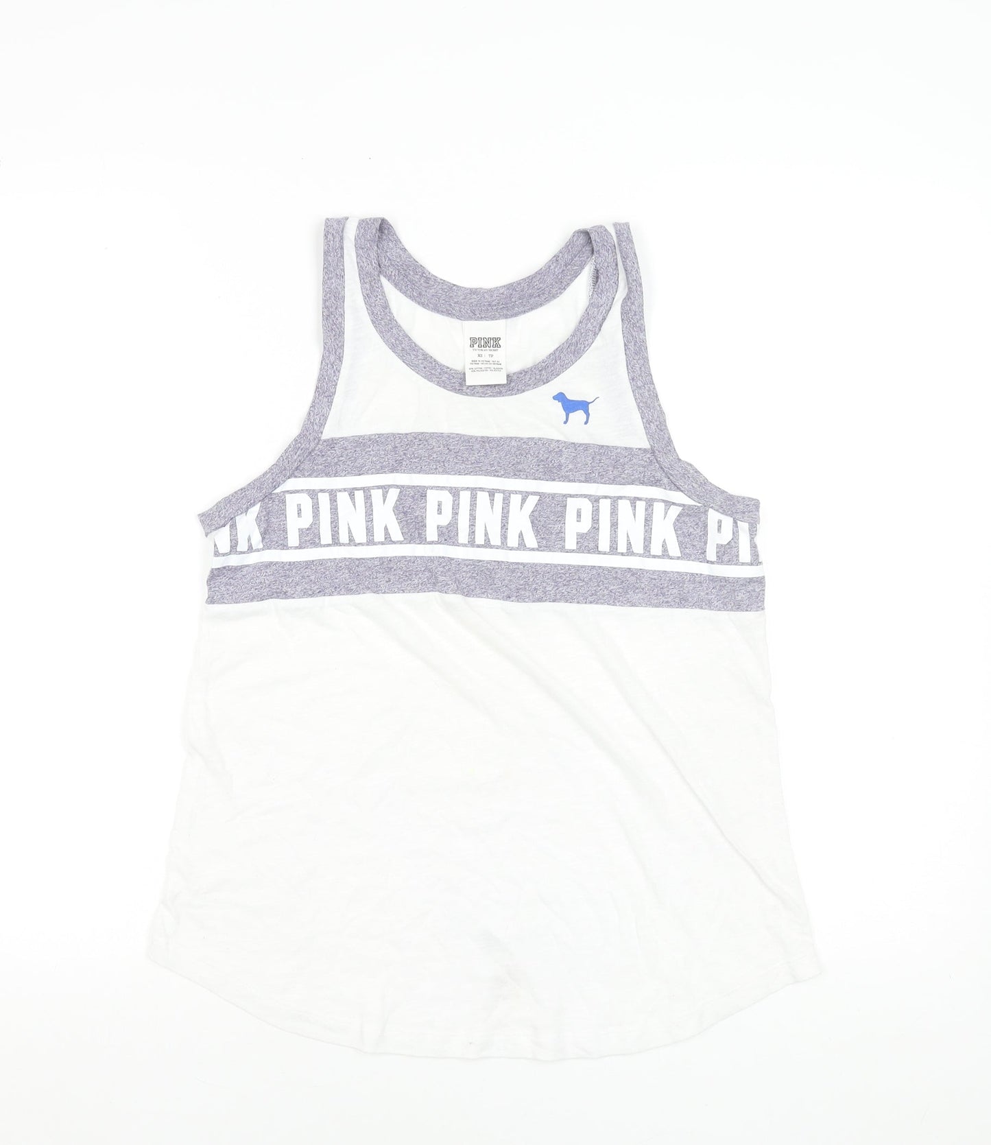 Womens UK Size XS Victoria's Secret PINK White Basic Tank