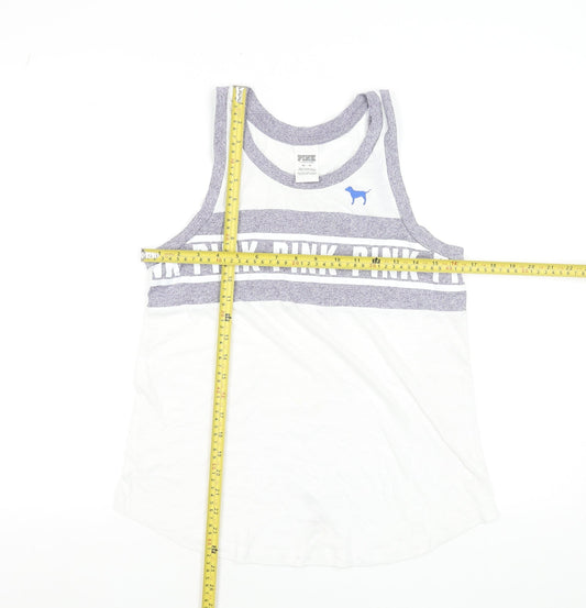 Womens UK Size XS Victoria's Secret PINK White Basic Tank
