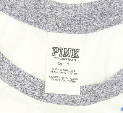 Womens UK Size XS Victoria's Secret PINK White Basic Tank