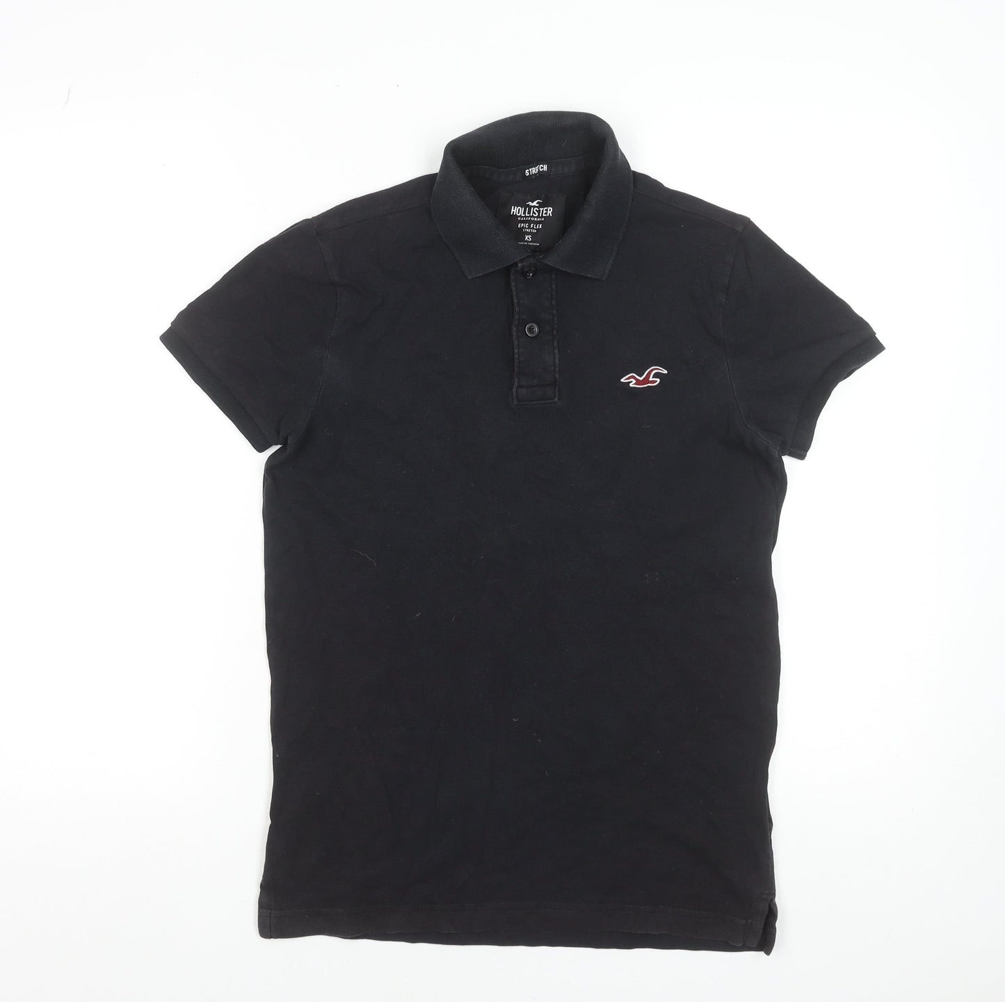 Hollister Men’s Black Slim Fit Epic Flex Polo Shirt Size XS