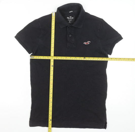 Hollister Men’s Black Slim Fit Epic Flex Polo Shirt Size XS