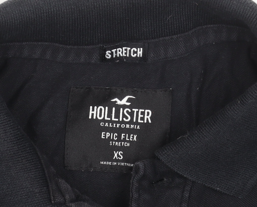 Hollister Men’s Black Slim Fit Epic Flex Polo Shirt Size XS