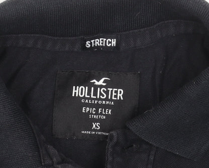 Hollister Men’s Black Slim Fit Epic Flex Polo Shirt Size XS