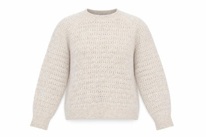 FatFace Women’s Beige Alpaca Blend Open-Knit Jumper Size 10