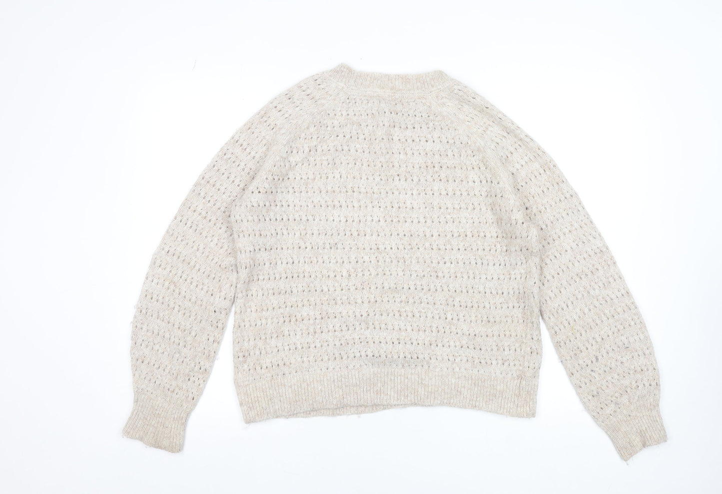 Fat Face Women’s Beige Alpaca Blend Open-Knit Jumper Size 10