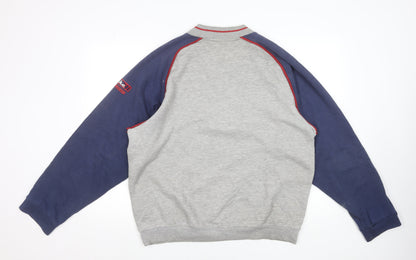 Nike Men's Grey & Navy Vintage V-Neck Sweatshirt L Regular Fit