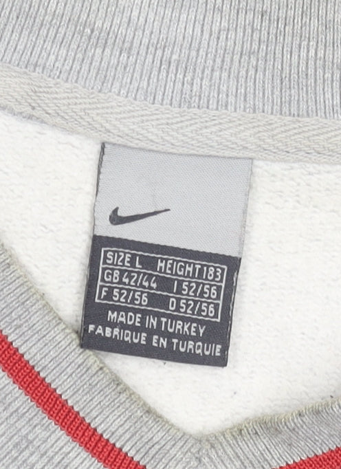 Nike Men's Grey & Navy Vintage V-Neck Sweatshirt L Regular Fit