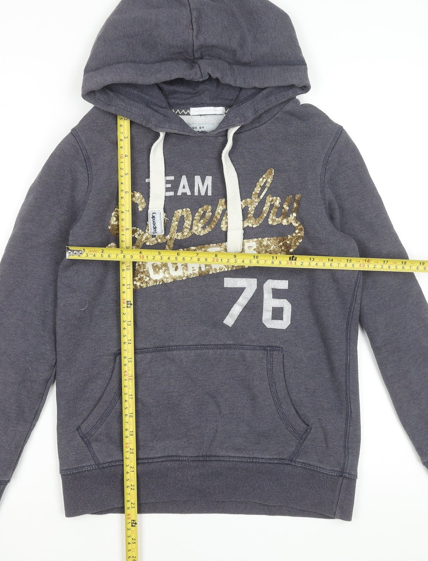 Womens UK Size S Superdry Grey Pullover Hoodie