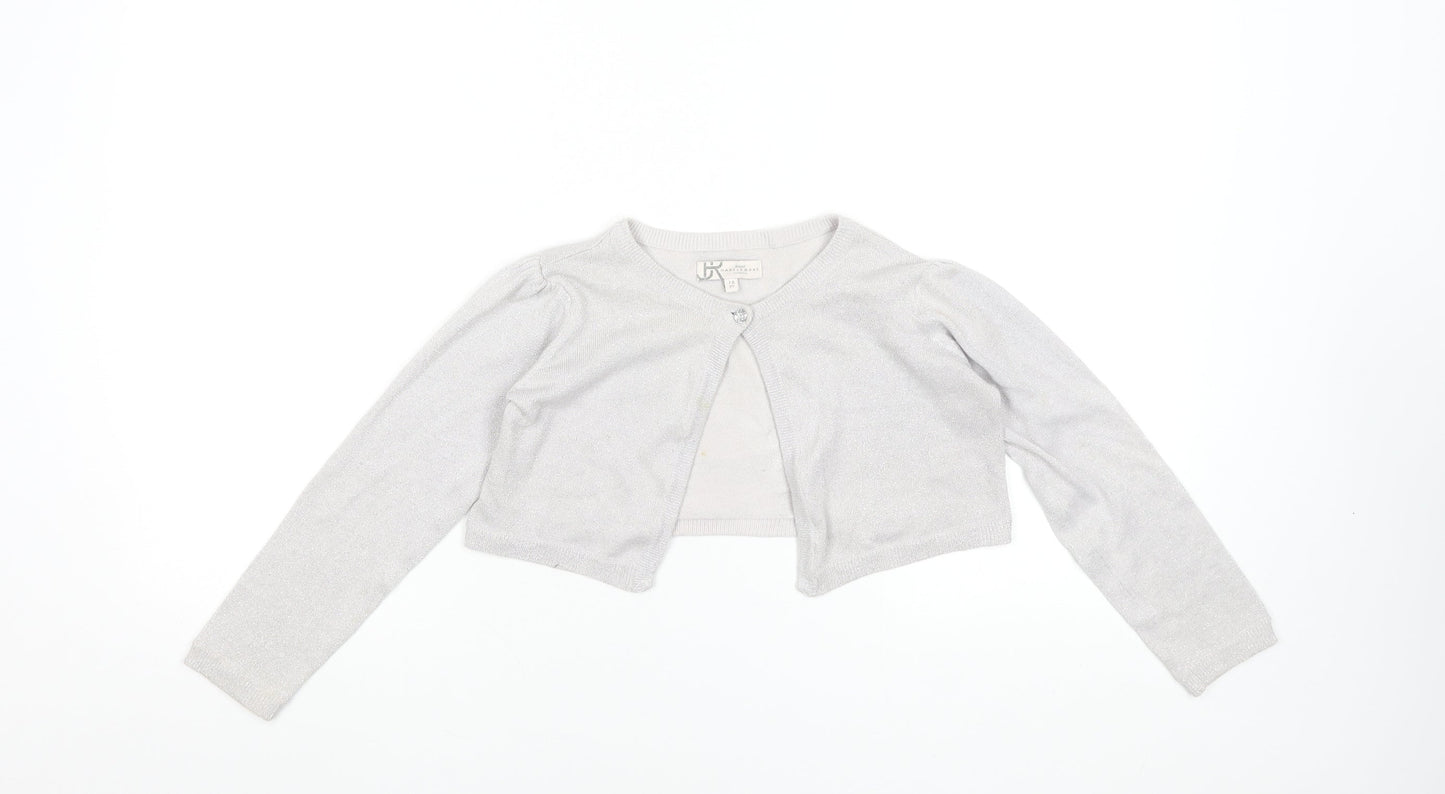 Marylebone Girls Silver Glitter Long Sleeve Cardigan 7-8 Years