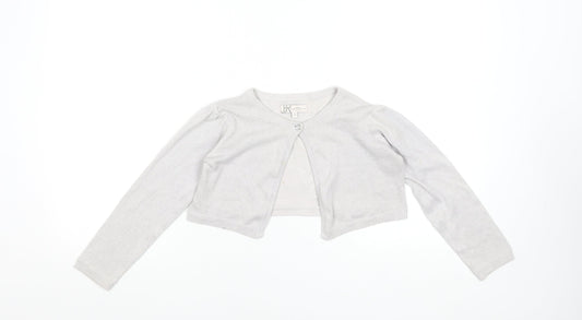Marylebone Girls Silver Glitter Long Sleeve Cardigan 7-8 Years