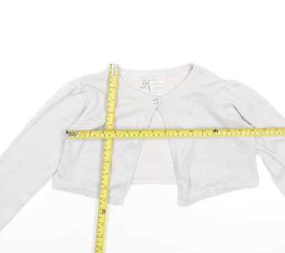 Marylebone Girls Silver Glitter Long Sleeve Cardigan 7-8 Years