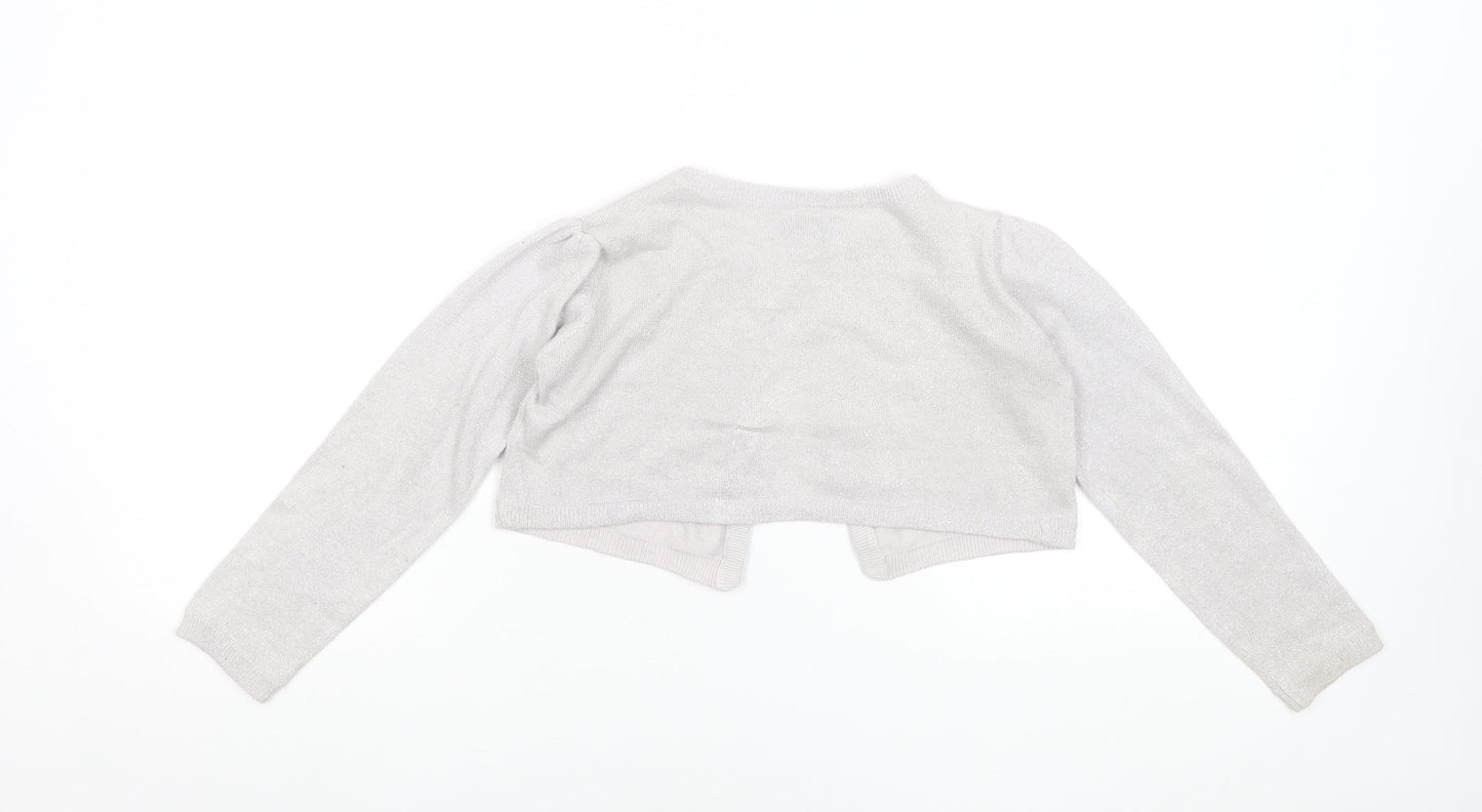 Marylebone Girls Silver Glitter Long Sleeve Cardigan 7-8 Years
