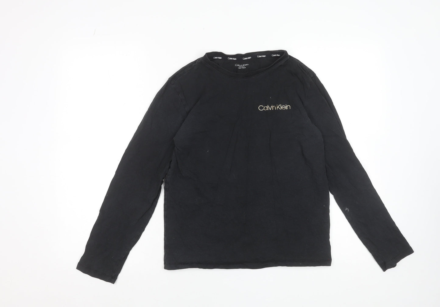 Calvin Klein Boys Black Long Sleeve Logo Cotton T-Shirt 14-16 Years