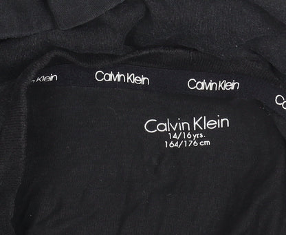 Calvin Klein Boys Black Long Sleeve Logo Cotton T-Shirt 14-16 Years
