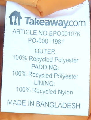 Takeaway.com Men's Orange XS Puffer Jacket Windproof Reflective Workwear