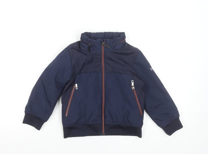 Baker by Ted Baker Boys Blue 3-4 Years Bomber Jacket with Zip Pockets