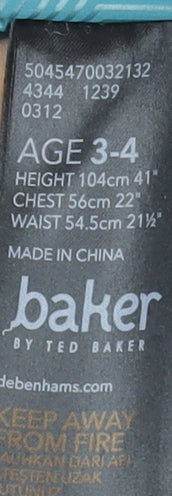 Baker by Ted Baker Boys Blue 3-4 Years Bomber Jacket with Zip Pockets