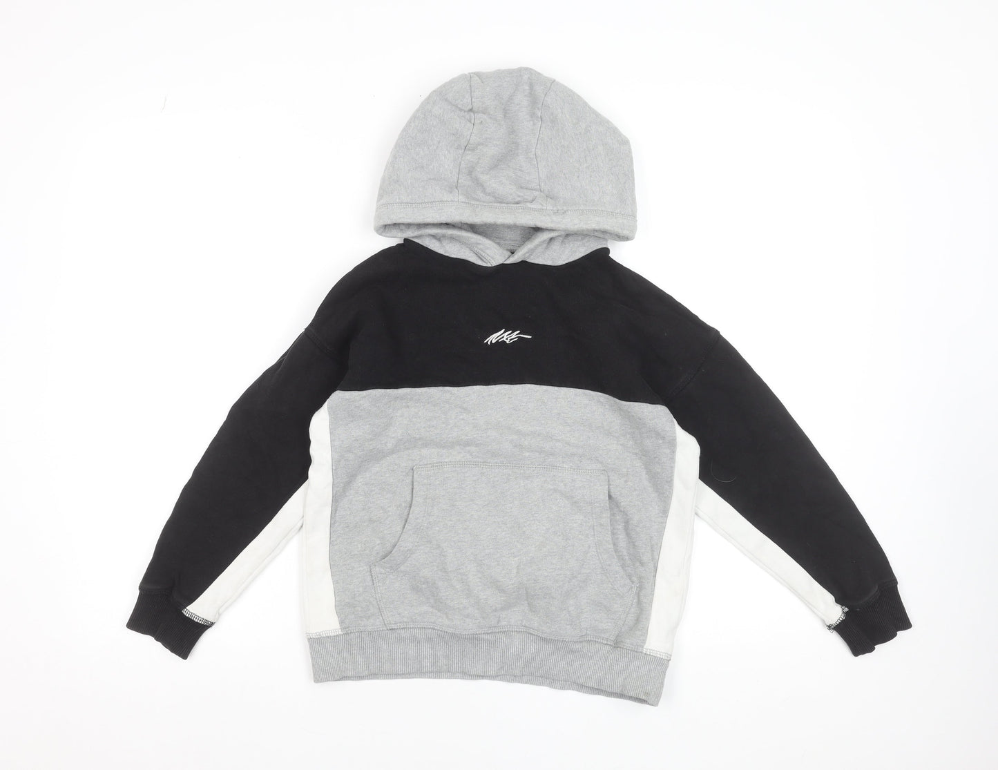 Next Boys Multicoloured Pullover Hoodie 9 Years Grey Black Colourblock