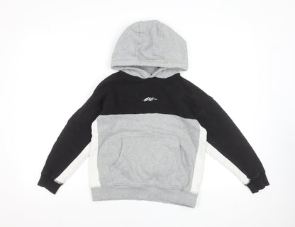 Next Boys Multicoloured Pullover Hoodie 9 Years Grey Black Colourblock